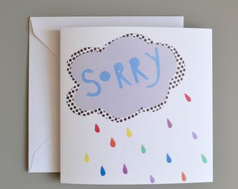 Sorry Card with cloud and raindrops