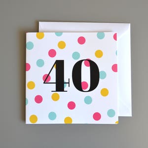 Bunte Geburtstagskarte zum 40
