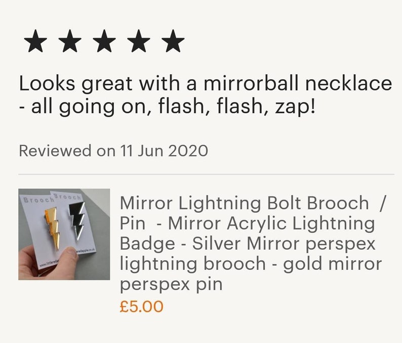 Mirror Lightning Bolt Brooch image 7