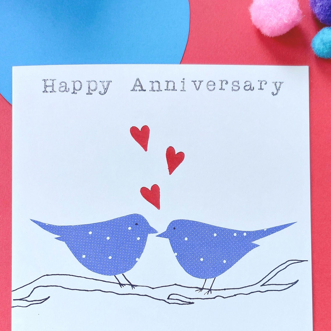 Anniversary Card With Birds on Branch - Etsy