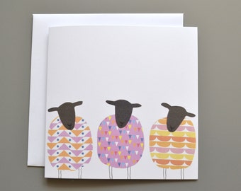 Three 3 Sheep card