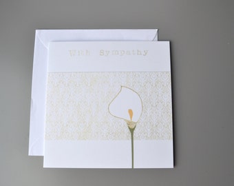 With Sympathy Card,  Condolence Card with lily