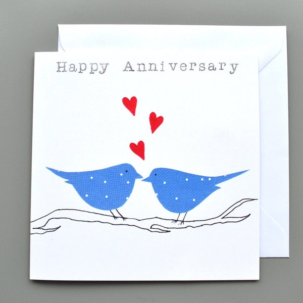 Anniversary card with birds on branch