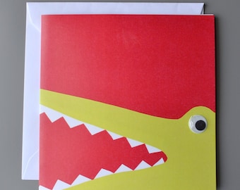 Googly eyed crocodile card