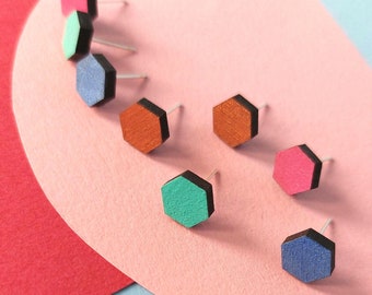 Mini colourful hexagon studs