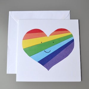 Rainbow heart with smiley face card