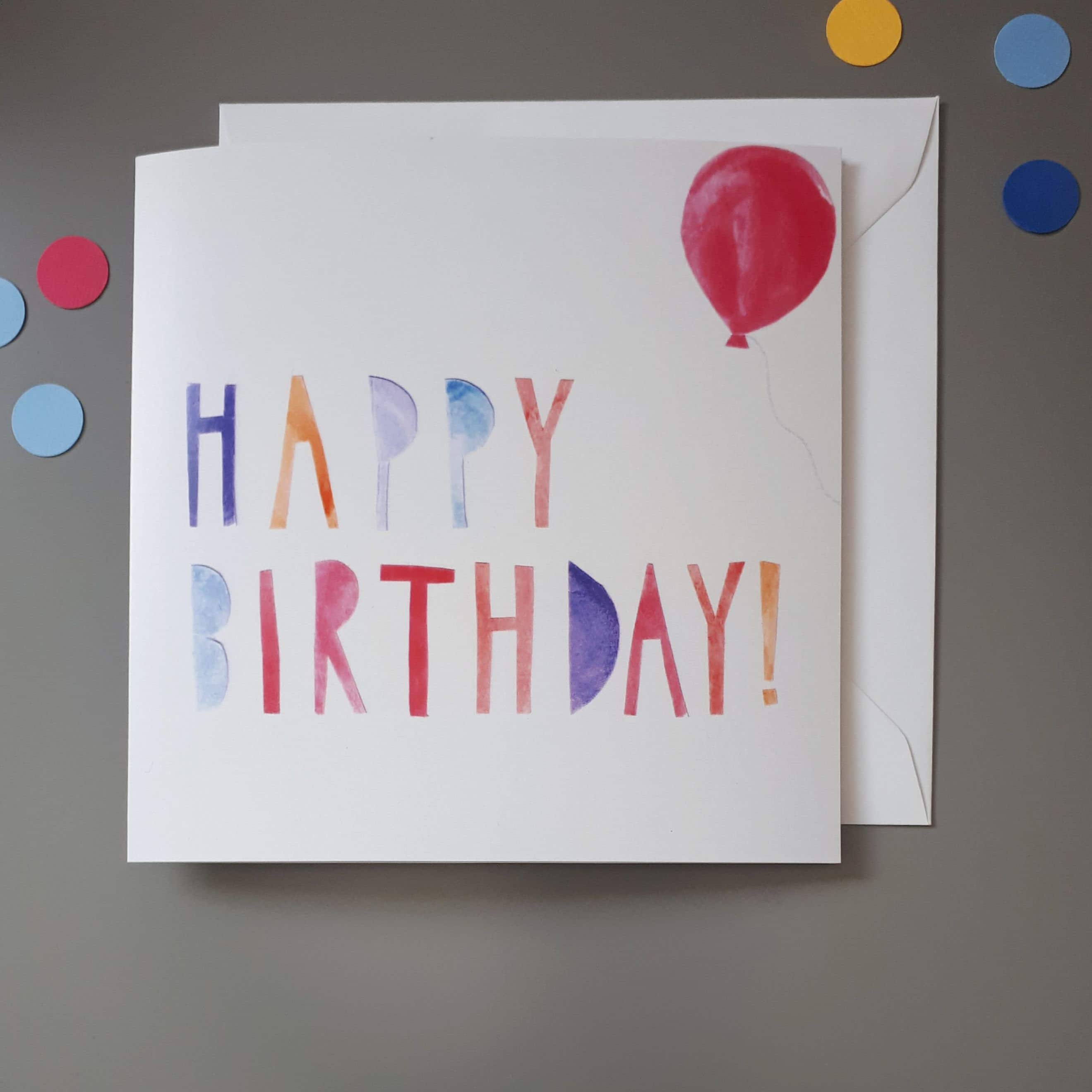 Happy birthday card with balloon | Etsy