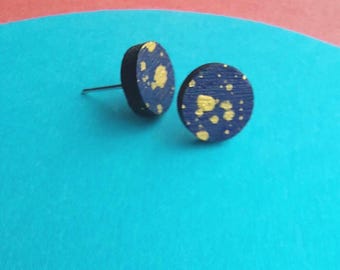 Splatter Stud Earrings in navy and gold