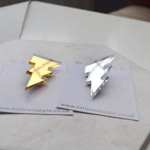 Mirror Lightning Bolt Brooch image 3