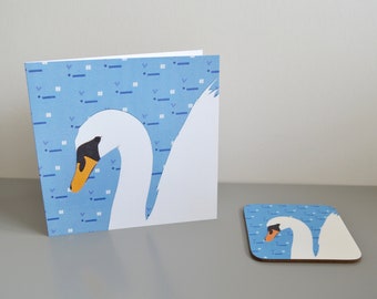 Swan card with and coaster set