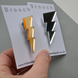 Mirror Lightning Bolt Brooch image 2