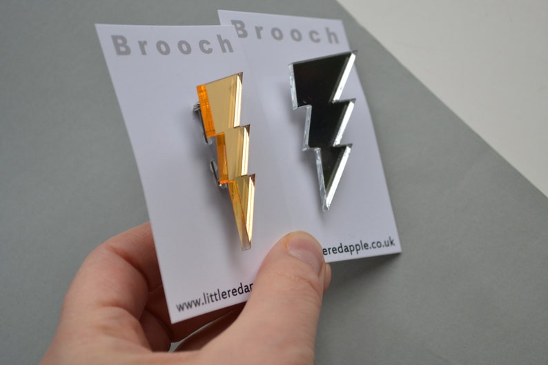 Mirror Lightning Bolt Brooch image 2