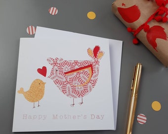Mother's Day Card with hen and chick