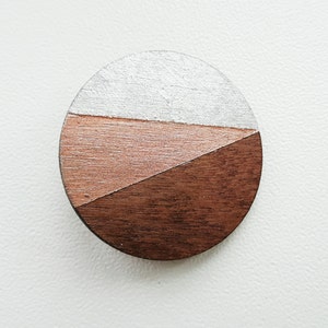 Round geometric Brooch in Walnut Wood