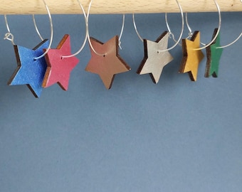 Colourful star hoop earrings