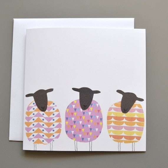 Three 3 Sheep card