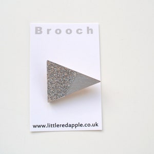 Silver Triangle Wooden Brooch image 4