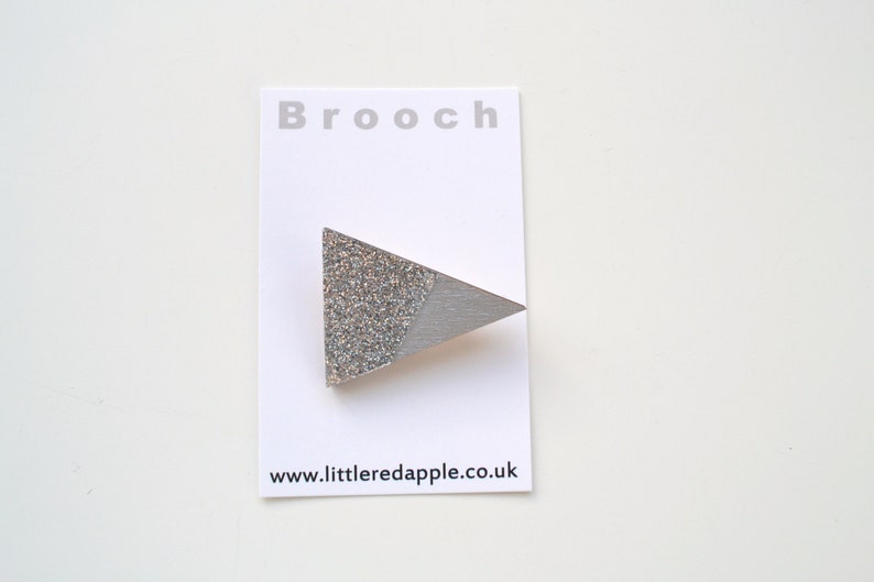 Silver Triangle Wooden Brooch image 4