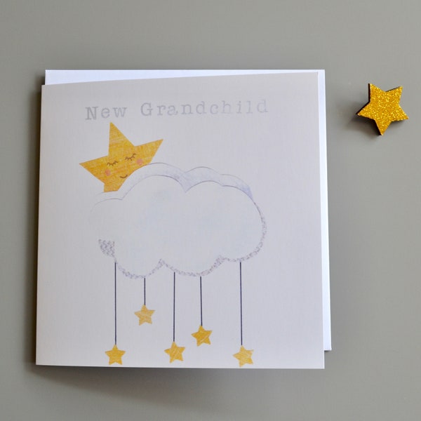 Nieuwe kleinkindkaart met ster en wolk