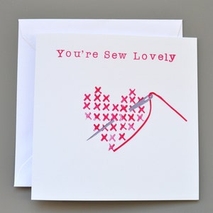 Du bist Sew Lovely Kreuzstich Herzkarte
