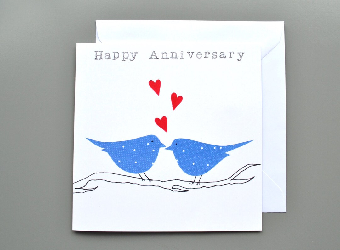 Anniversary Card With Birds on Branch - Etsy