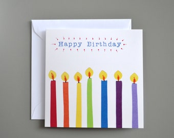 Rainbow candles birthday card