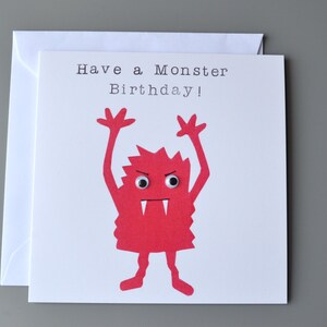 Monster birthday card with googly eyes