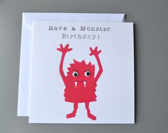 Monster birthday card with googly eyes