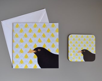 Blackbird card and coaster set