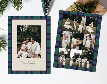 Karierte Feiertags-Weihnachtsfoto-Karte
