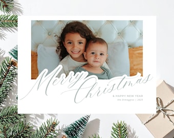 Frohe Weihnachten klassische Feiertags-Weihnachtsfotokarte (7 Dateien in 1!)