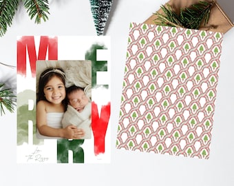 Frohe Aquarell Buchstaben Urlaub Weihnachten Foto Karte