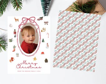 Klassische Spielzeug Urlaub Weihnachten Foto Karte