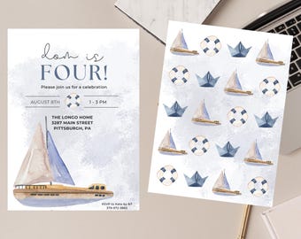 Segelboot, Boot, Ozean - Benutzerdefinierte Geburtstags-Einladung / einladen