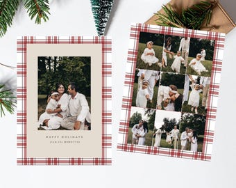 Karierte Feiertags-Weihnachtsfoto-Karte