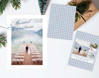 Verheiratet Weihnachten, Brautpaar klassische Feiertags-Weihnachtsfoto-Karte
