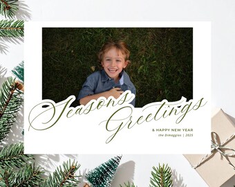 Seasons Greetings Classic Urlaub Weihnachten Fotokarte (7 Dateien in 1!)