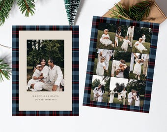 Karierte Feiertags-Weihnachtsfoto-Karte