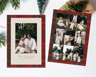 Karierte Feiertags-Weihnachtsfoto-Karte