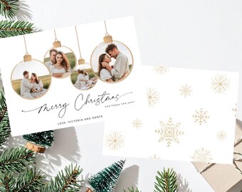 Ornamente, klassische Feiertags-Weihnachtsfoto-Karte