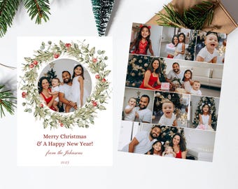 Klassische Kranz-Feiertags-Weihnachtsfoto-Karte