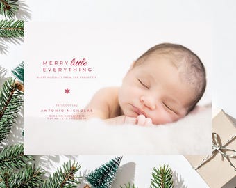 Geburtsanzeige-klassische Feiertags-Weihnachtsfoto-Karte