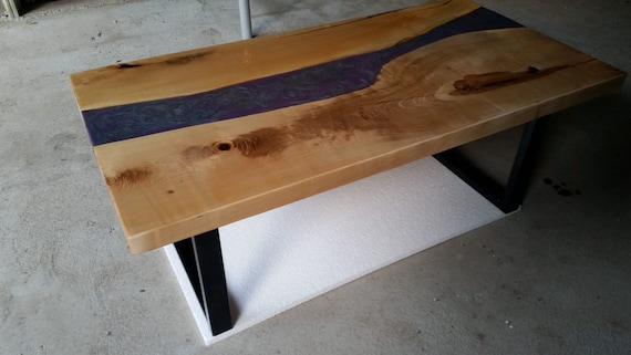 Modern Dining Desk Table Top Solid Wood River Epoxy Resin Etsy