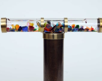 Long Oil Kaleidoscope &quot;Large Waterfall&quot; - Dark Brass Kaleidoscope, Gift Idea, Fantasy Gift - OL