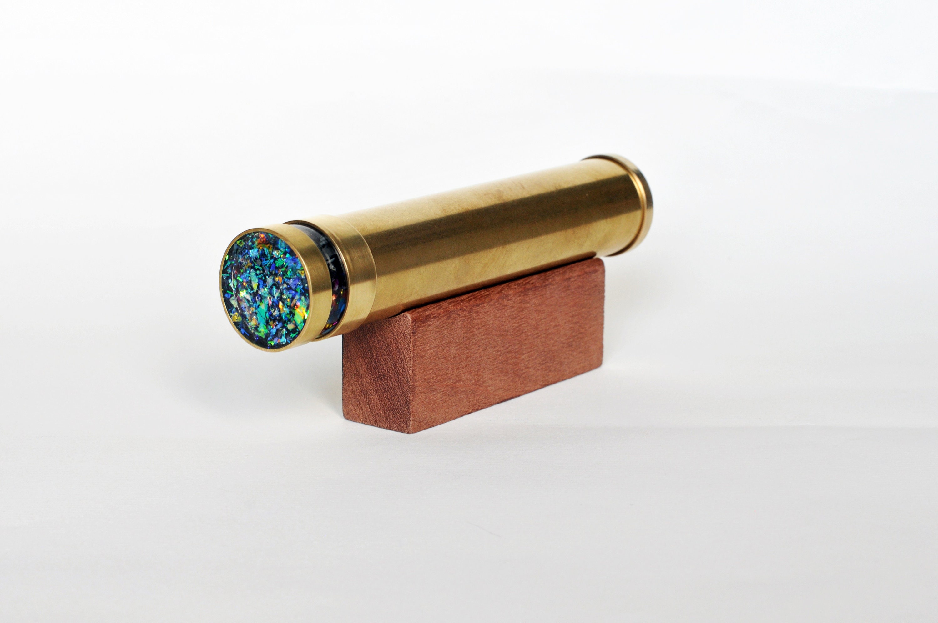 Classic Kaleidoscope "The Glowing Coral" - Gold Brass Kaleidoscope, Traditional Kaleidoscope, Christmas Gift Idea - CO