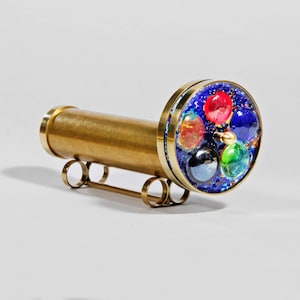 Short Medium wheels Kaleidoscope - The "Small Iris" kaleidoscope - Brass Kaleidoscope, Gift Idea - KMS