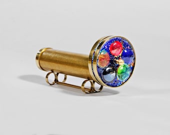 Short Medium wheels Kaleidoscope - The &quot;Small Iris&quot; kaleidoscope - Brass Kaleidoscope, Gift Idea - KMS