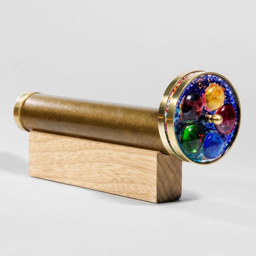 Buy RII Teleidoscope, Kaleidoscope, Etched Brass, Burnished Brass Teleidoscope With Wood Display Stand, A Unique Gift To Husband Online At Low Prices In India