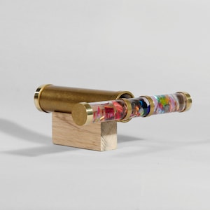 Short Oil Gold Brass Kaleidoscope &quot;The waterfall&quot; - Christmas gift idea - OS