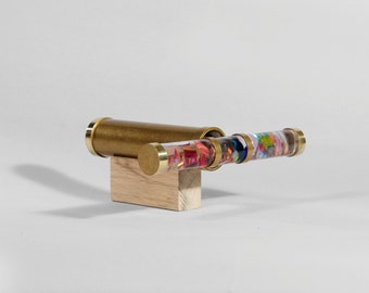 Short Oil Gold Brass Kaleidoscope, Christmas gift idea - OS